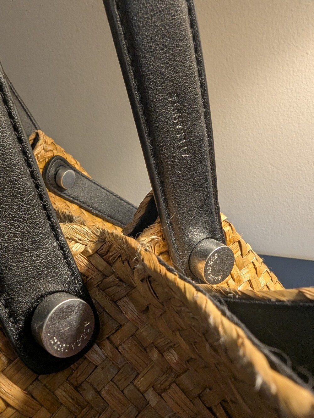 All Saints Allington Woven Straw Tote with Dark Handles - Picture 16 of 16